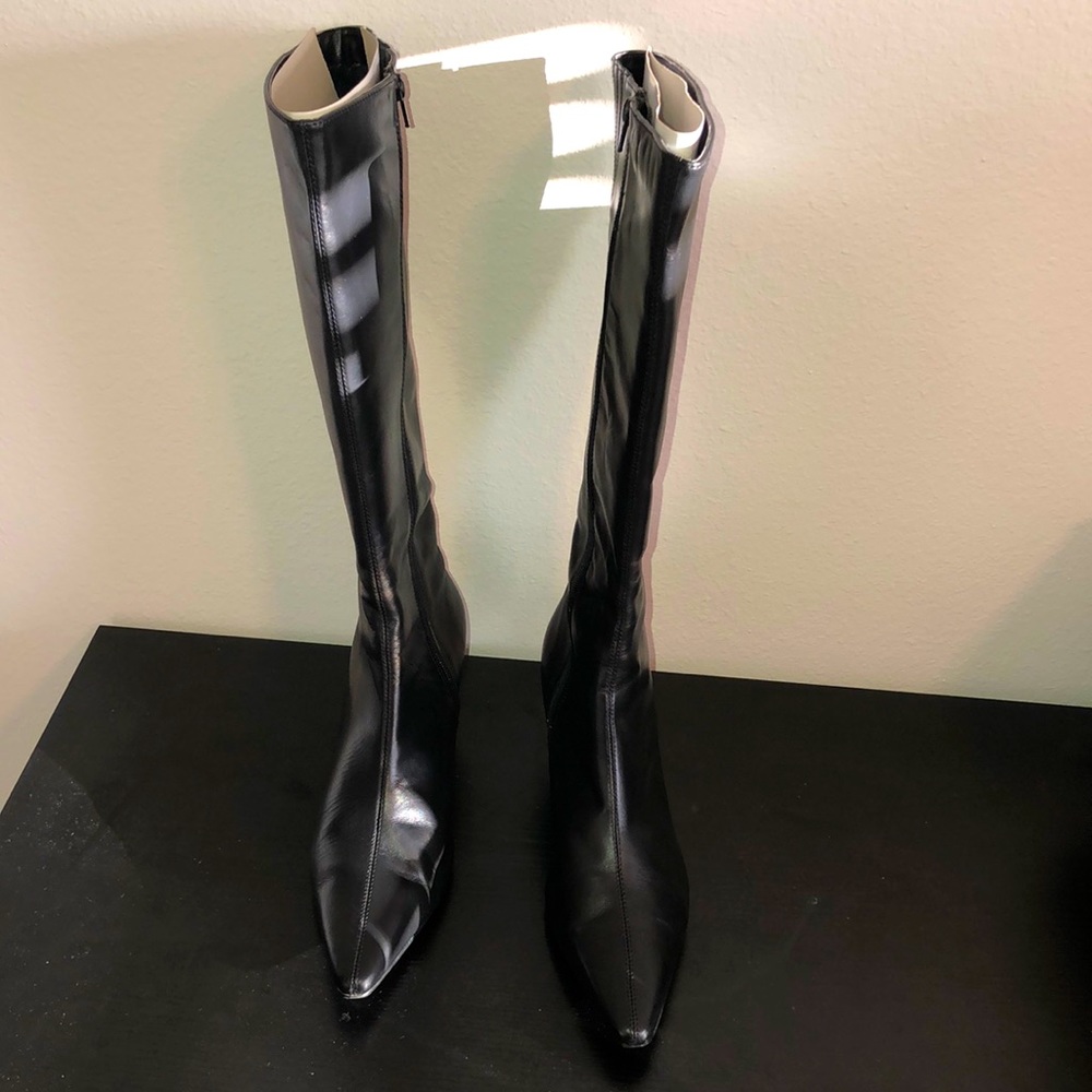 Bijou Black Leather heeled Boots Sz11W